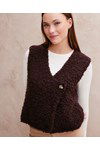 Breipatroon Mouwloos boucle vest van andere kant