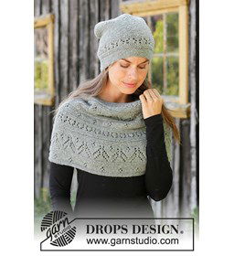 Muts en schoudermantel gemaakt van DROPS Sky