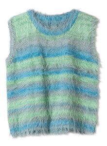 Breipatroon mouwoloze meerkleurige damestrui gemaakt van Lana Grossa Basta, Basta Mista