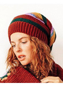 Muts Paula gehaakt in gekleurde strepen