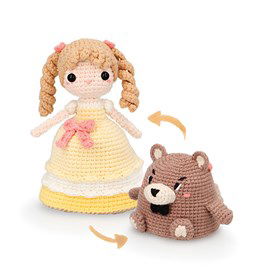 Omkeerbare Goudlokje en beer gemaakt van Scheepjes Catona 25 en 10 gram