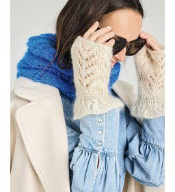 Handschoenen zonder vingers gemaakt van Phildar Phil Mohair Soie