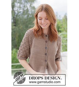 katoenen vest met kantpatroon en korte mouwen gemaakt van Rondbreinaald nr 3 - 3,25