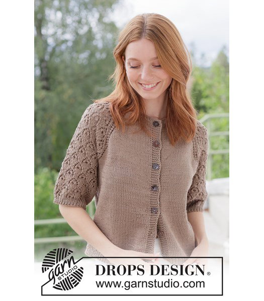 Breipatroon katoenen vest met kantpatroon en korte mouwen