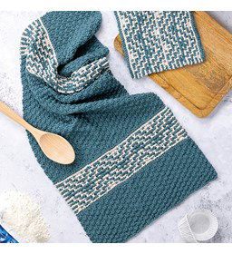 Keukendoeken met zigzagmotief gemaakt van Scheepjes Cahlista