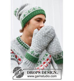 Wanten met kerstboompatroon gemaakt van Drops Karisma