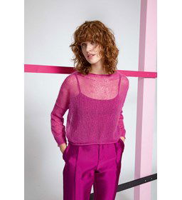 Korte doorzichtige damestrui gemaakt van Lang Yarns Mohair 21