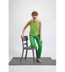 Damestop met golvende randen gemaakt van Lang Yarns Baby Cotton