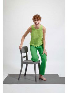 Damestop met golvende randen