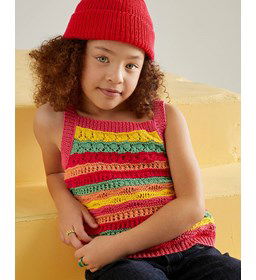 Topje in vrolijke kleuren gemaakt van Phildar Phil Coton 3