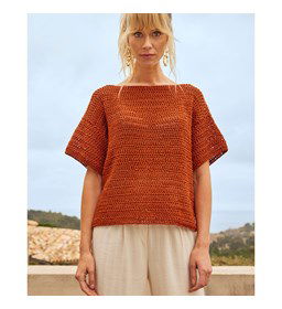 Damesshirt gehaakt in stokjes gemaakt van Phildar Phil Eucalyptus