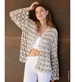 vest met wijd uitlopende mouwen gemaakt van Lana Grossa Gioia