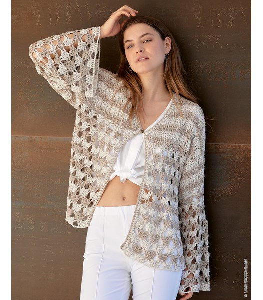 Haakpatroon vest met wijd uitlopende mouwen