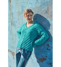 Damestrui met V-hals gemaakt van Lang Yarns Wooladdicts Glory