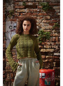 Korte damestrui Sweet Stitches met wijde lange mouwen