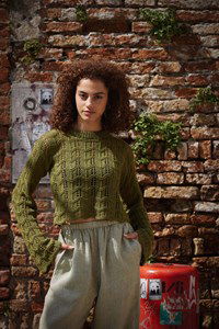 Korte damestrui Sweet Stitches met wijde lange mouwen