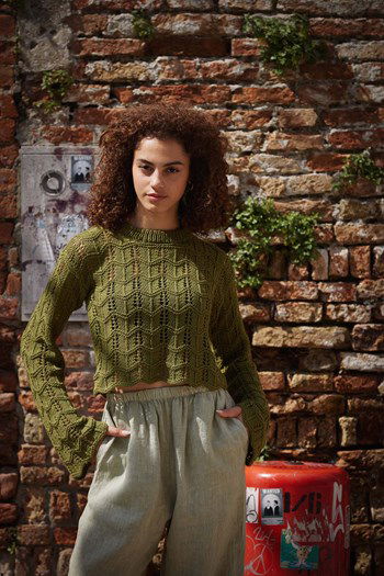 Korte damestrui Sweet Stitches met wijde lange mouwen