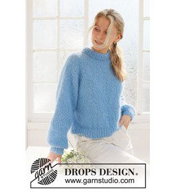 Damestrui Blueberry Cream Sweater met raglan mouw gemaakt van Drops Melody