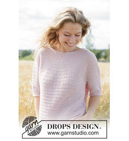 Gebreide damestrui met korte mouw en reliëfpatroon gemaakt van Breinaalden zonder knop