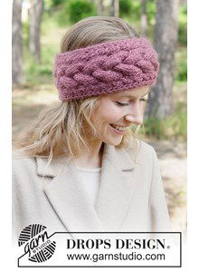 Warme gebreide hoofdband met kabels van dikke wol