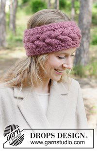 Warme gebreide hoofdband met kabels van dikke wol