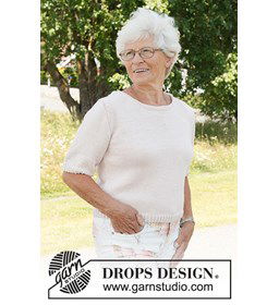 Zomerse damestop met ronde hals gemaakt van Drops Cotton Merino