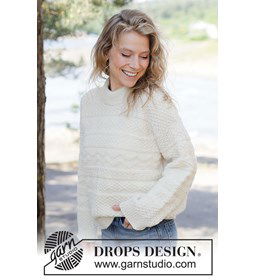 White Echo Sweater gemaakt van Drops Lima