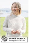 Breipatroon damestrui Moon History Sweater met ronde pas en reliëfpatroon van andere kant