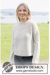 Breipatroon damestrui Moon History Sweater met ronde pas en reliëfpatroon van andere kant