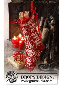 Gebreide kerstsok met Noors patroon