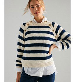 Gestreepte trui in marinestijl gemaakt van Phildar Phil Partner 3,5