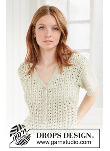 Luchtig gebreid vest met V-hals en kantpatroon