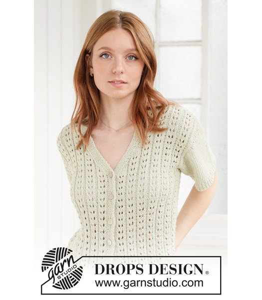 Breipatroon Luchtig gebreid vest met V-hals en kantpatroon