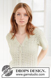 Luchtig gebreid vest met V-hals en kantpatroon