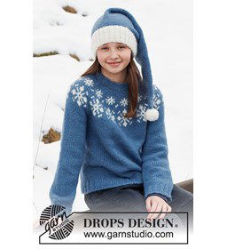 Kinder kersttrui en muts gemaakt van Drops Air