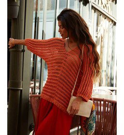 Damestrui met opengewerkte diagonale strepen gemaakt van Phildar Phil Rustique