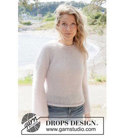 Zachte Trui in DROPS Kid-Silk gemaakt van Rondbreinaald nr 4,5
