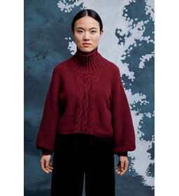 Damestrui met opstaande kraag gemaakt van Rondbreinaald nr 4,5