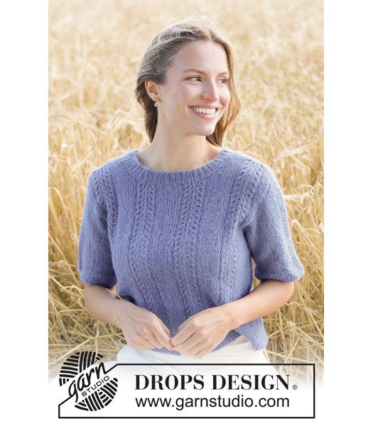 Breipatroon luchtige top met kant en korte mouwen