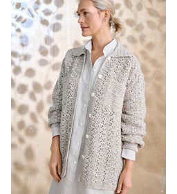 jas in waaierpatroon gemaakt van knopen