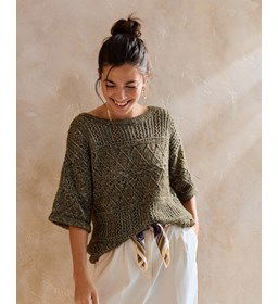 Damestrui met driekwart mouwen gemaakt van Breinaalden