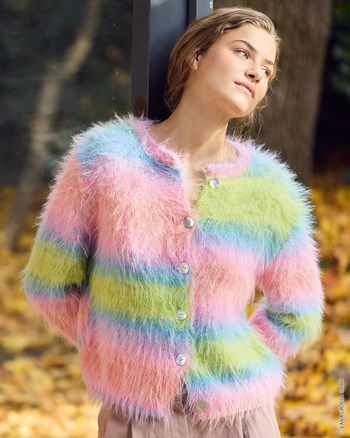 damesvest in zuurstok kleuren