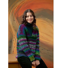 Damestrui met diepe V-hals gemaakt van Lang Yarns Cloud Tweed