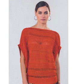 Wijde mouwloze trui met open banen gemaakt van Phildar Phil Coton 3