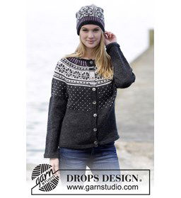 Gebreid vest en muts met Noors patroon gemaakt van Drops Karisma