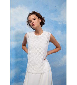 Mouwloze damestrui in kantpatroon gemaakt van rondbreinaald nr 2 - 2,25