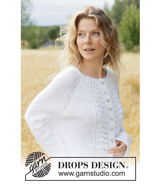 Breipatroon katoenen damesvest met raglan en golfpatroon