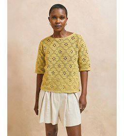 Damestrui met driekwart mouwen gemaakt van Haaknaalden