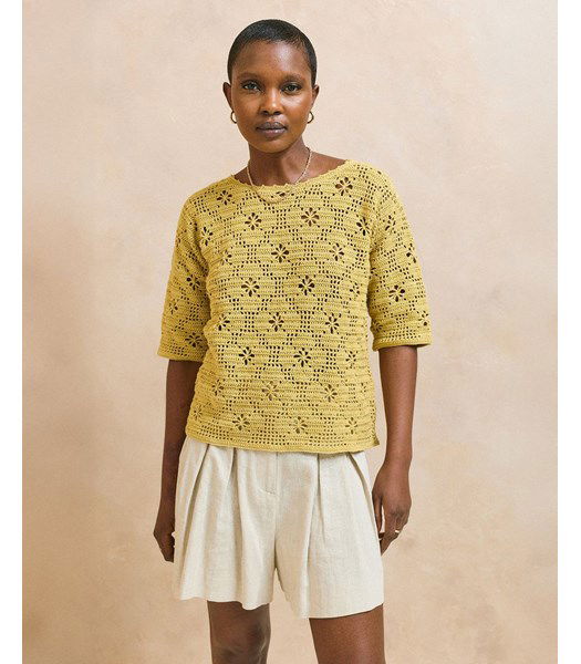 Haakpatroon Damestrui met driekwart mouwen