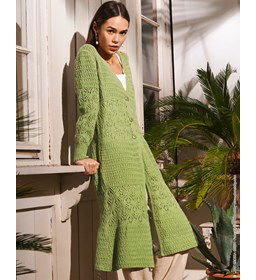 Lange mantel voor dames gemaakt van Lana Grossa Elastico